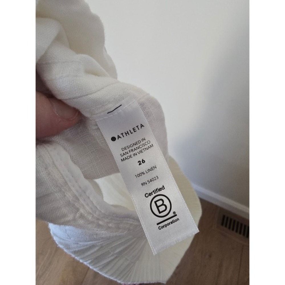 Athleta‎ Cabo Linen Jogger Pants White Lightweight Zip Pockets Size 26 - Picture 10 of 10
